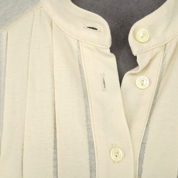 J Jill Top Womens Medium Ivory Cotton Knit Pleated Front Blouse Pullover Career - Picture 6 of 13